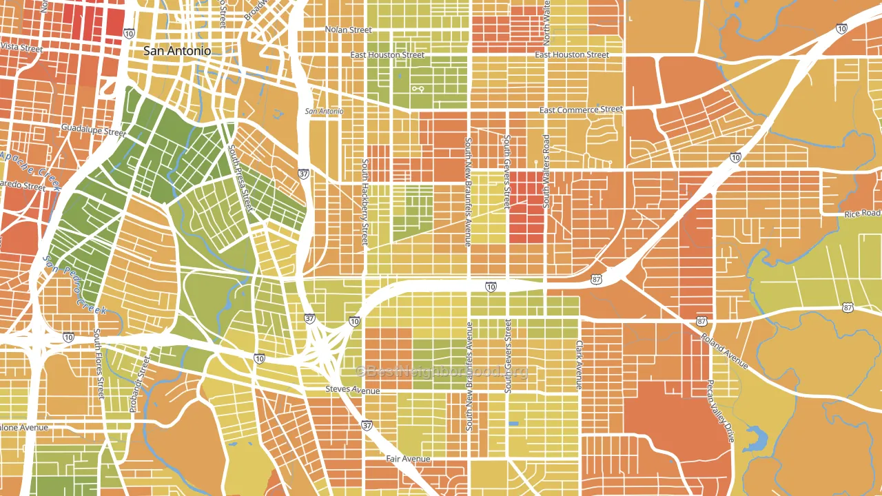 Denver Heights, San Antonio, TX block-group voter-turnout map