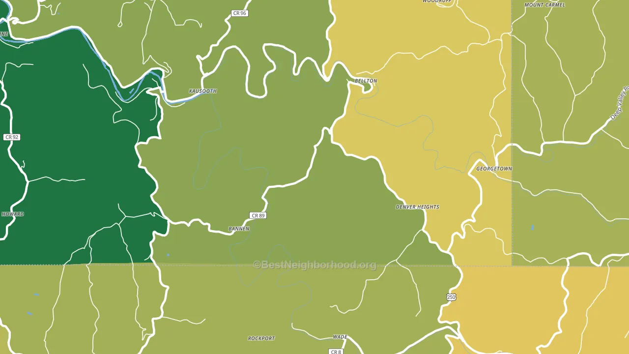 Denver Heights, WV block-group voter-turnout map