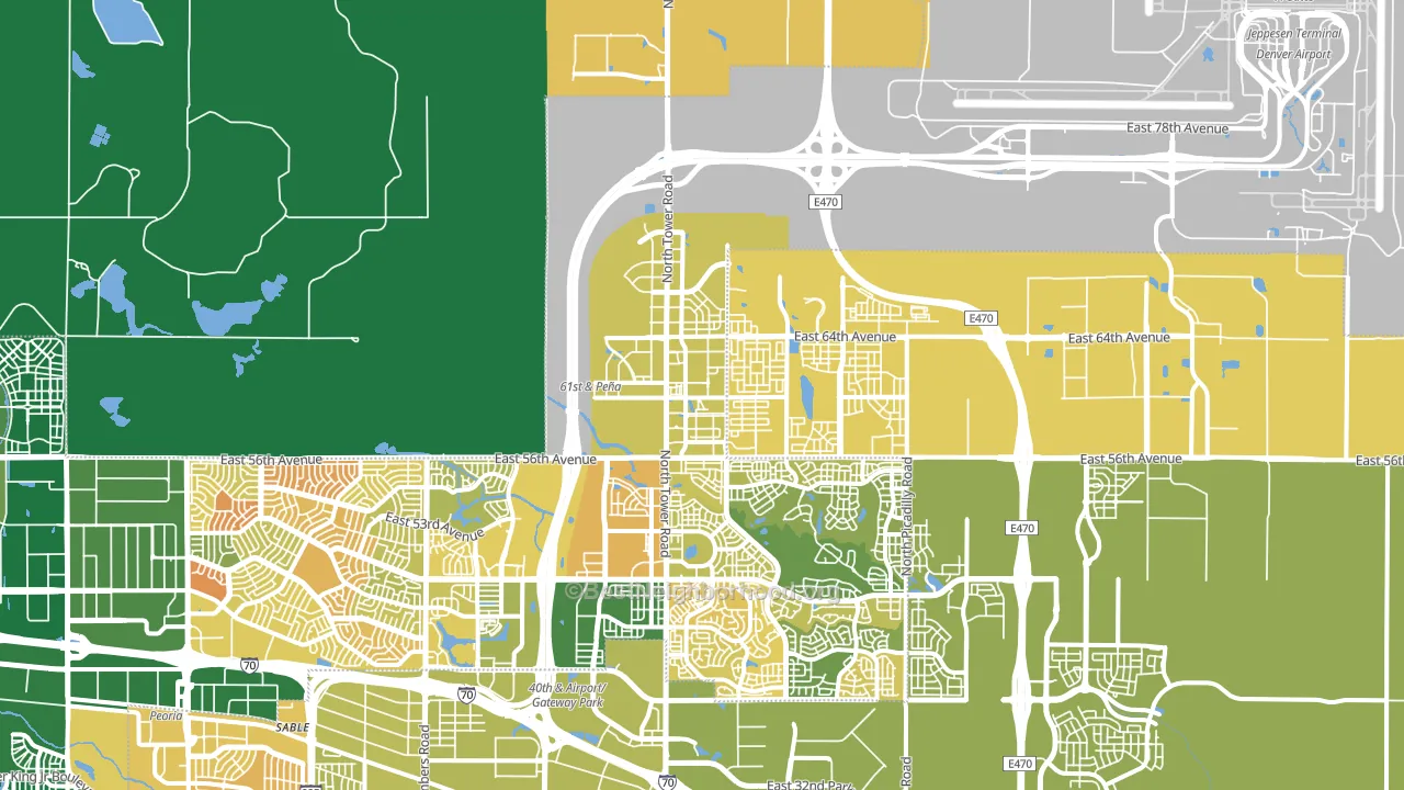 Denver International Airport, Denver, CO block-group voter-turnout map