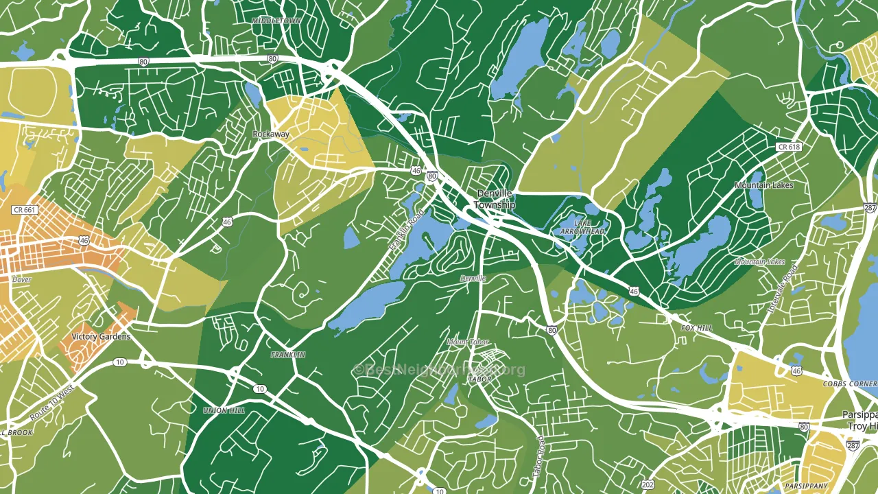 Denville, NJ block-group voter-turnout map