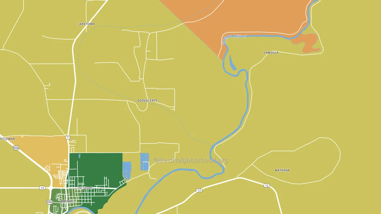 Deovolente, MS block-group voter-turnout map