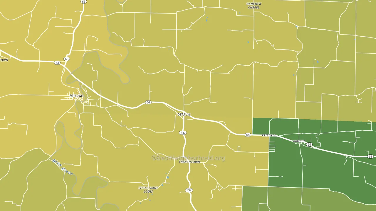 Depauw, IN block-group voter-turnout map