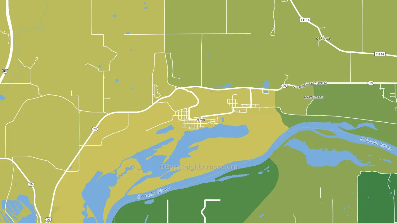 DePue, IL block-group voter-turnout map