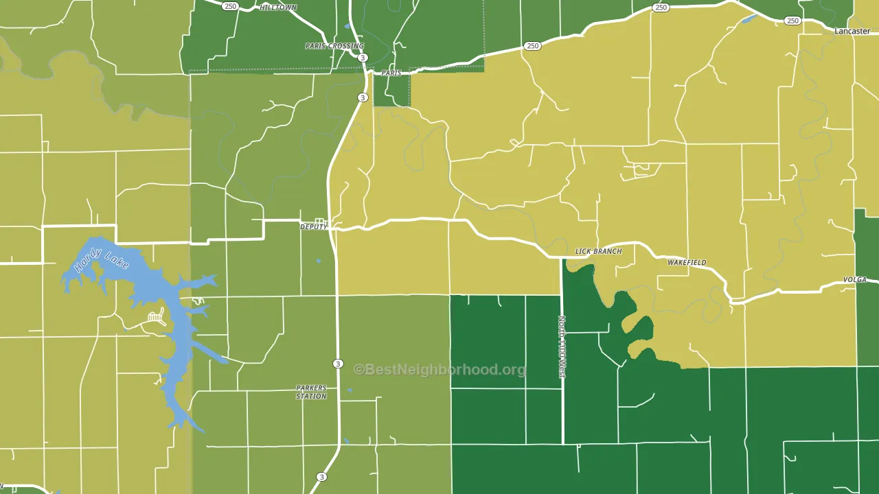Deputy, IN block-group voter-turnout map
