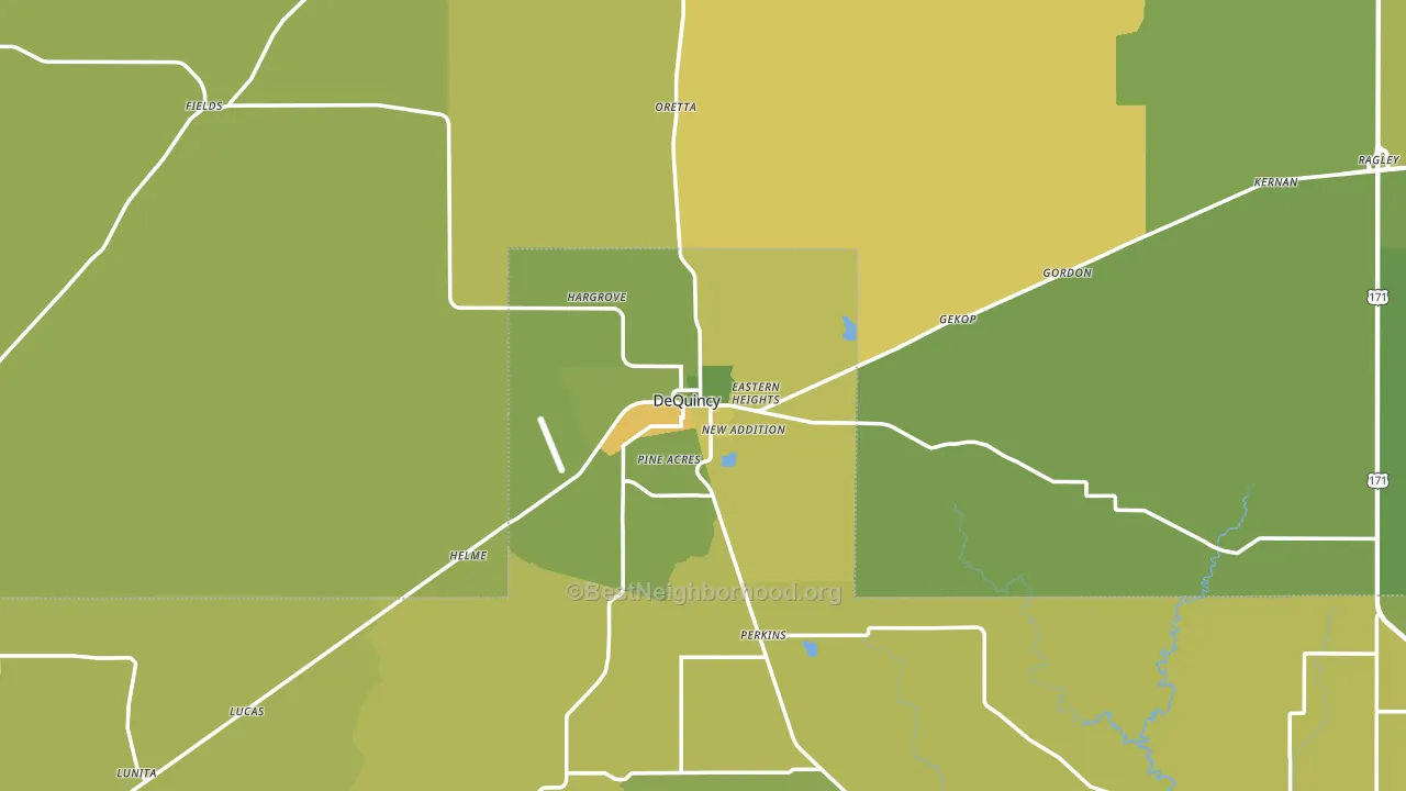 Dequincy, LA block-group voter-turnout map