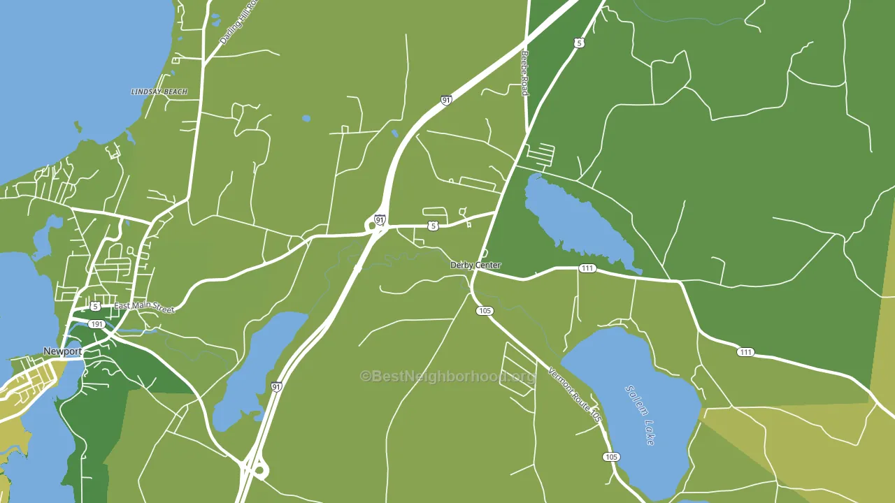 Derby Center, VT block-group voter-turnout map