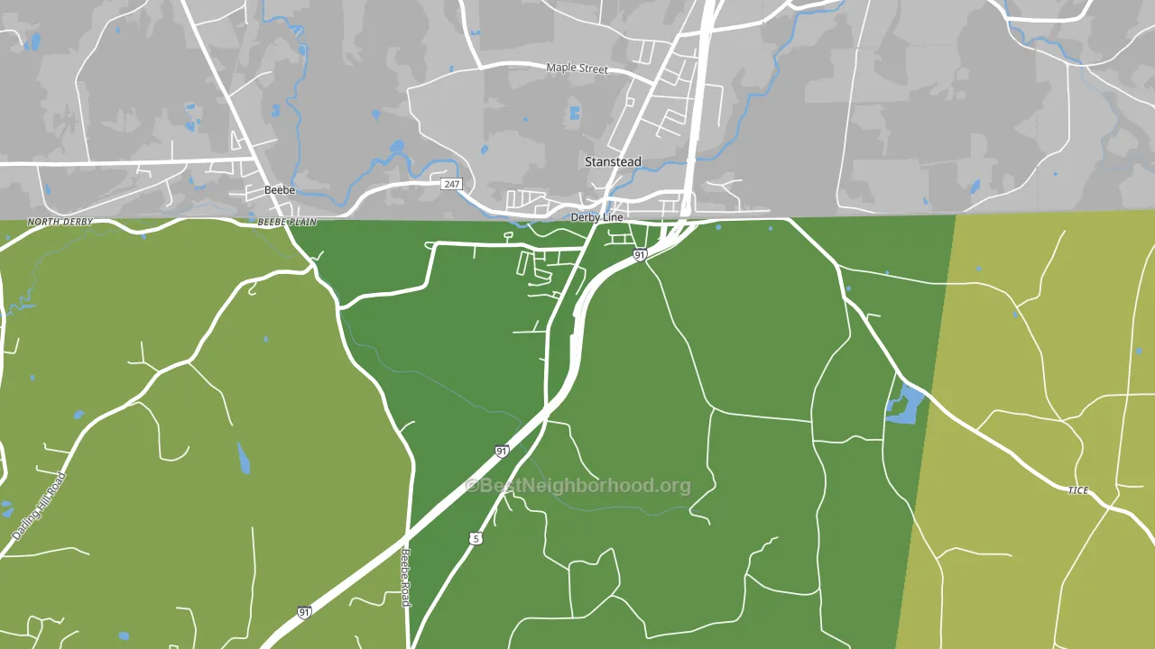 Derby Line, VT block-group voter-turnout map