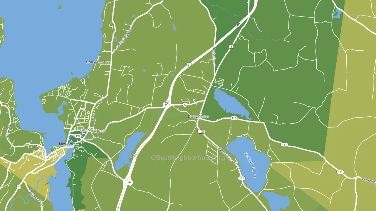 Derby, VT block-group voter-turnout map