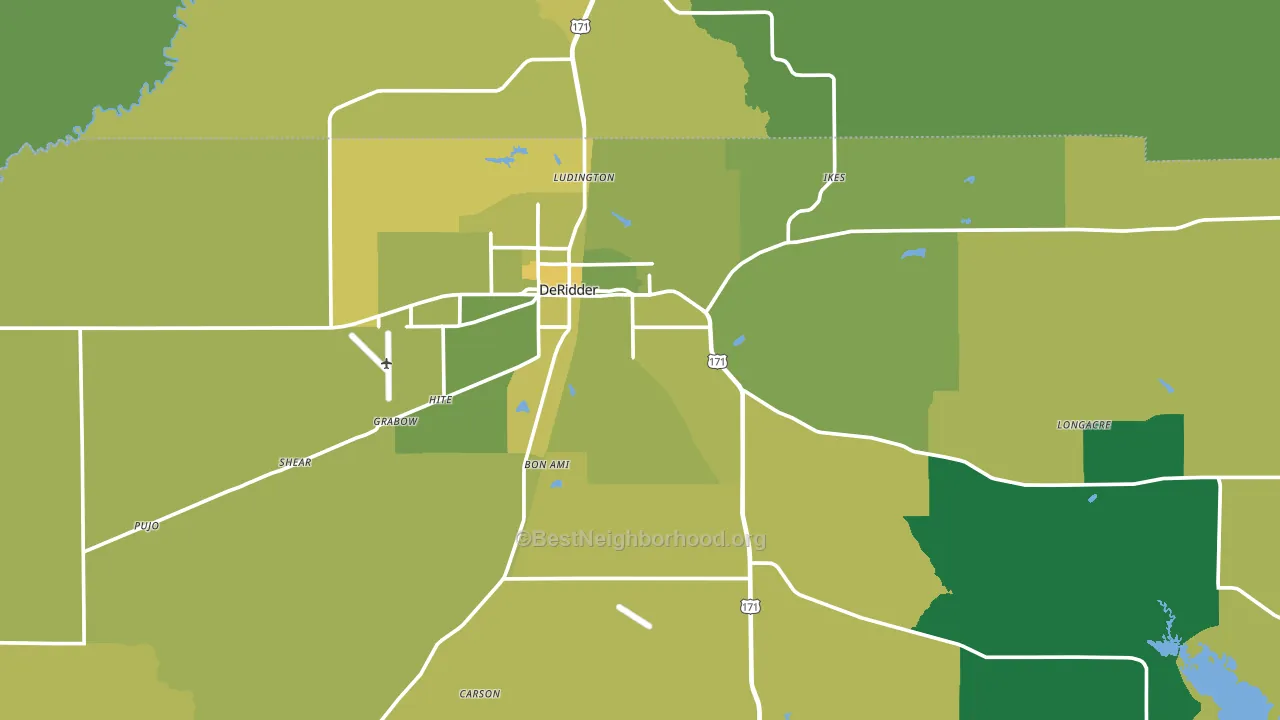 Deridder, LA block-group voter-turnout map