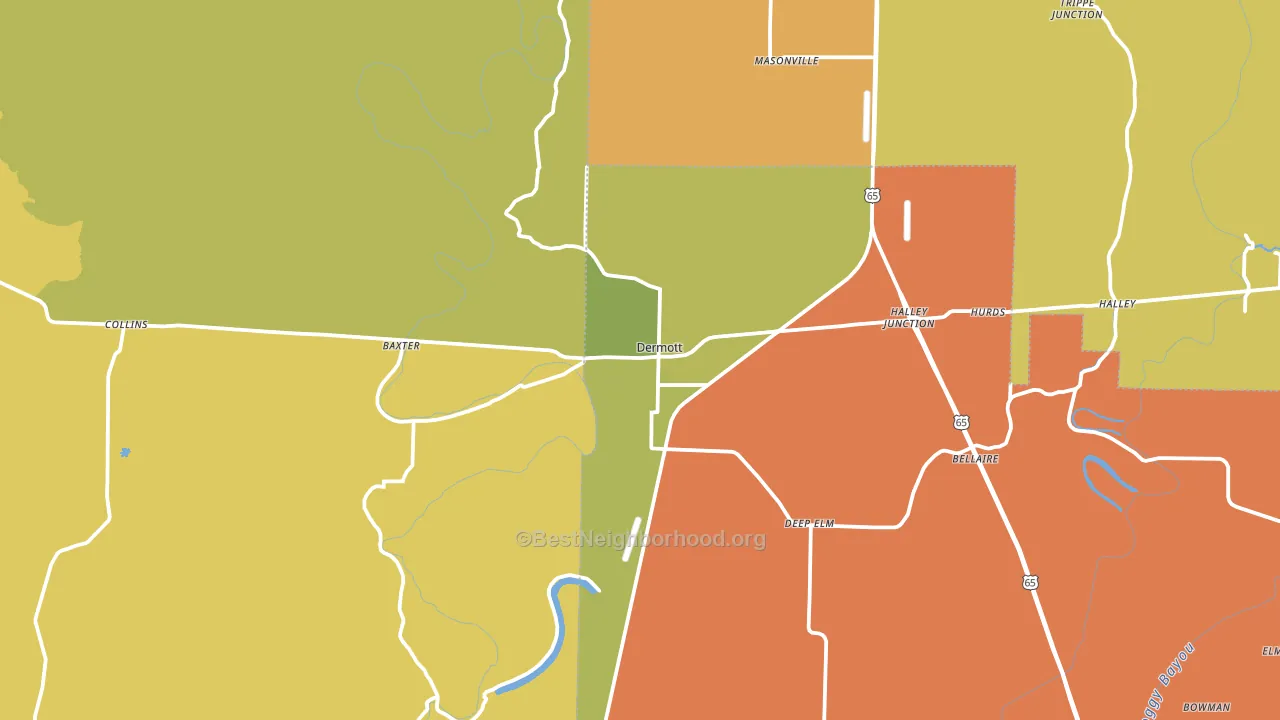 Dermott, AR block-group voter-turnout map