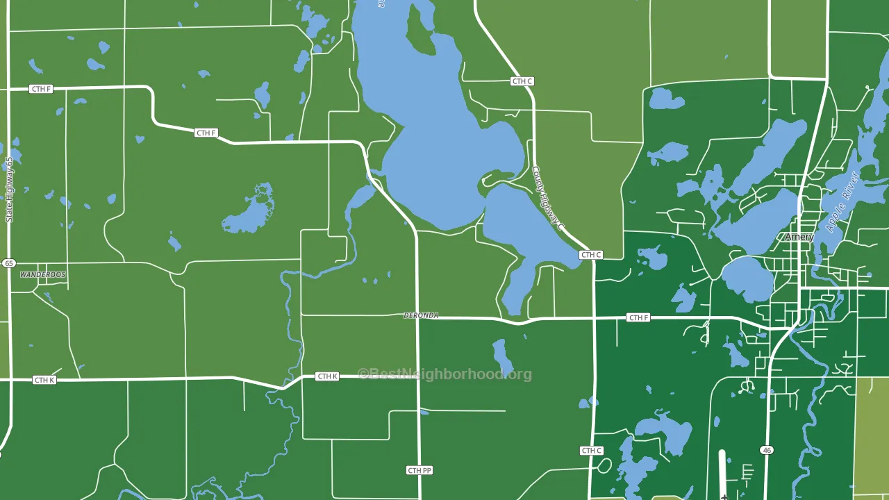 Deronda, WI block-group voter-turnout map