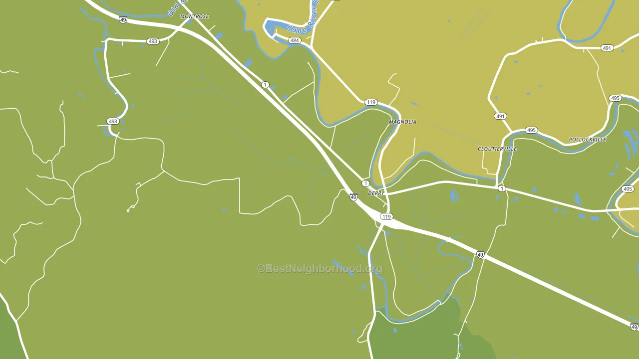 Derry, LA block-group voter-turnout map