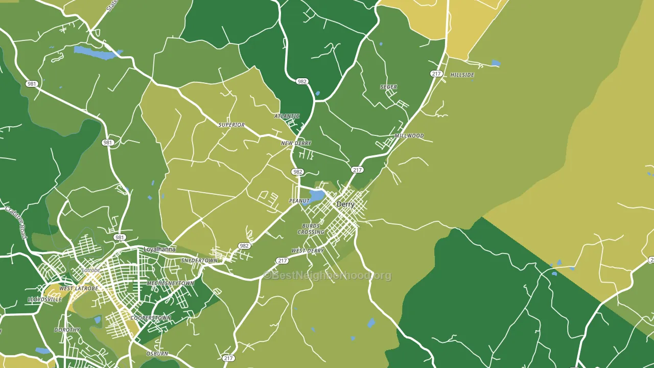 Derry, PA block-group voter-turnout map