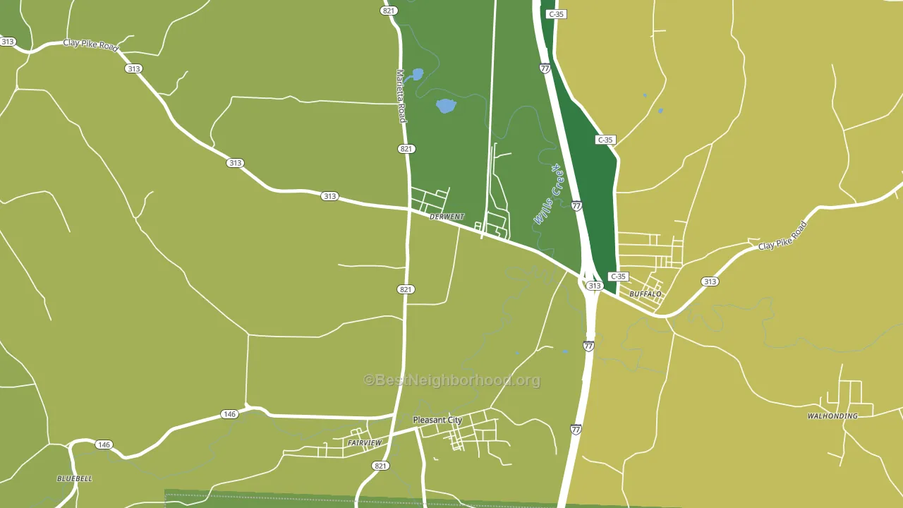 Derwent, OH block-group voter-turnout map