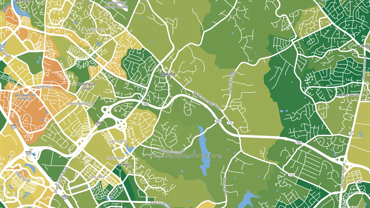 Derwood, MD block-group voter-turnout map