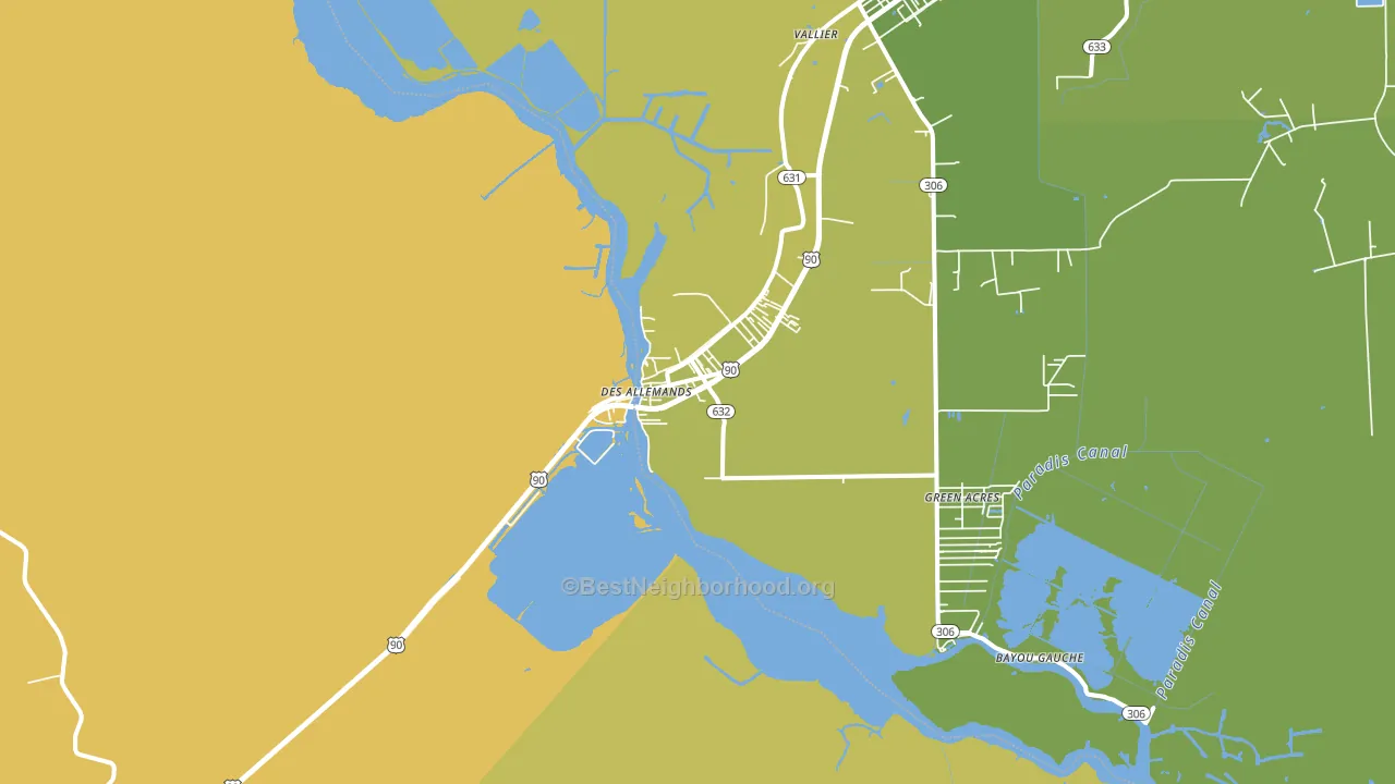 Des Allemands, LA block-group voter-turnout map