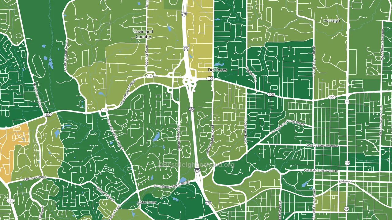 Des Peres, MO block-group voter-turnout map