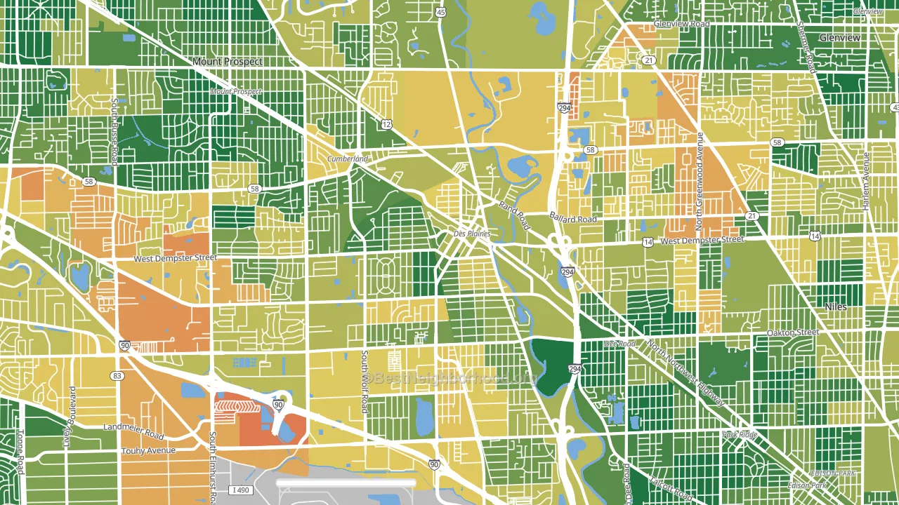 Des Plaines, IL block-group voter-turnout map