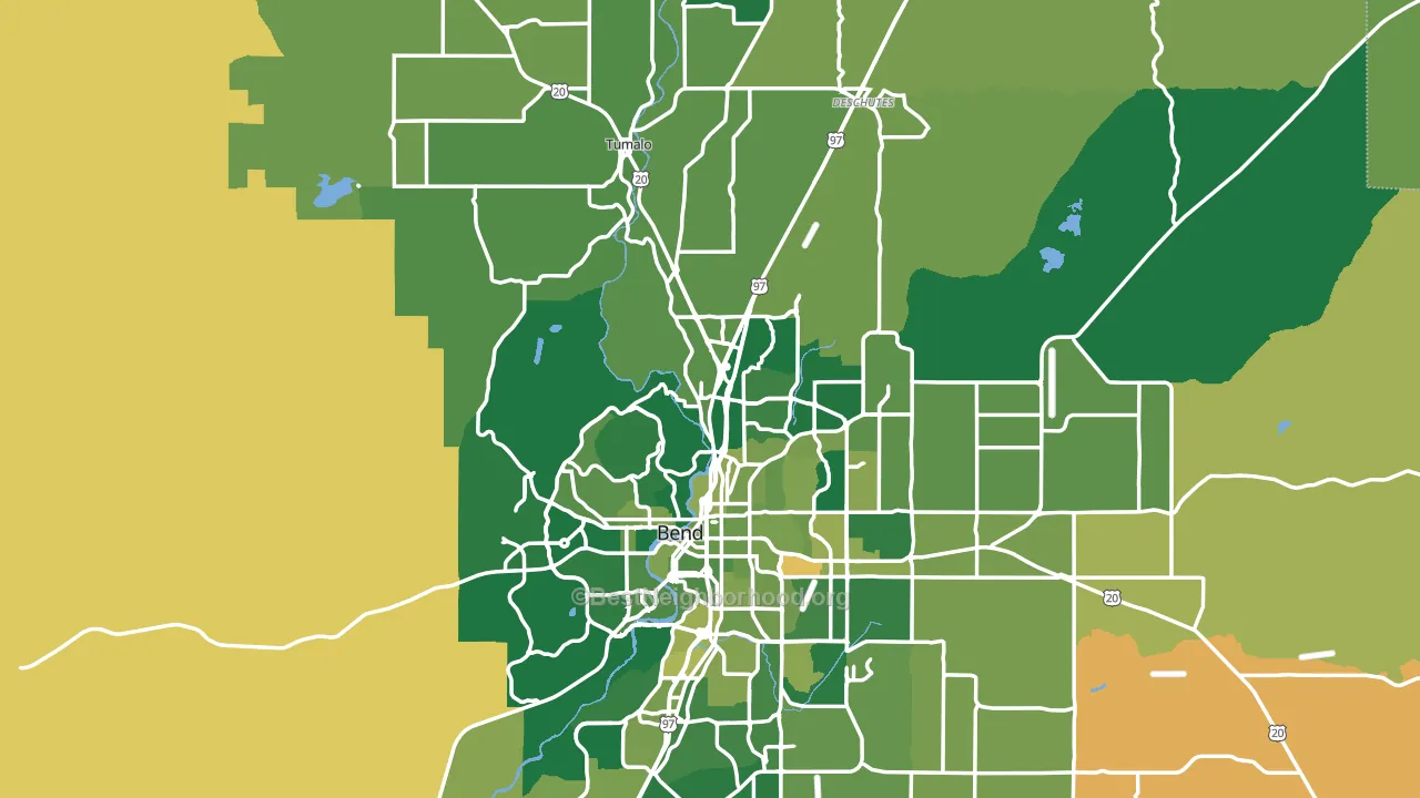 Deschutes County, OR block-group voter-turnout map