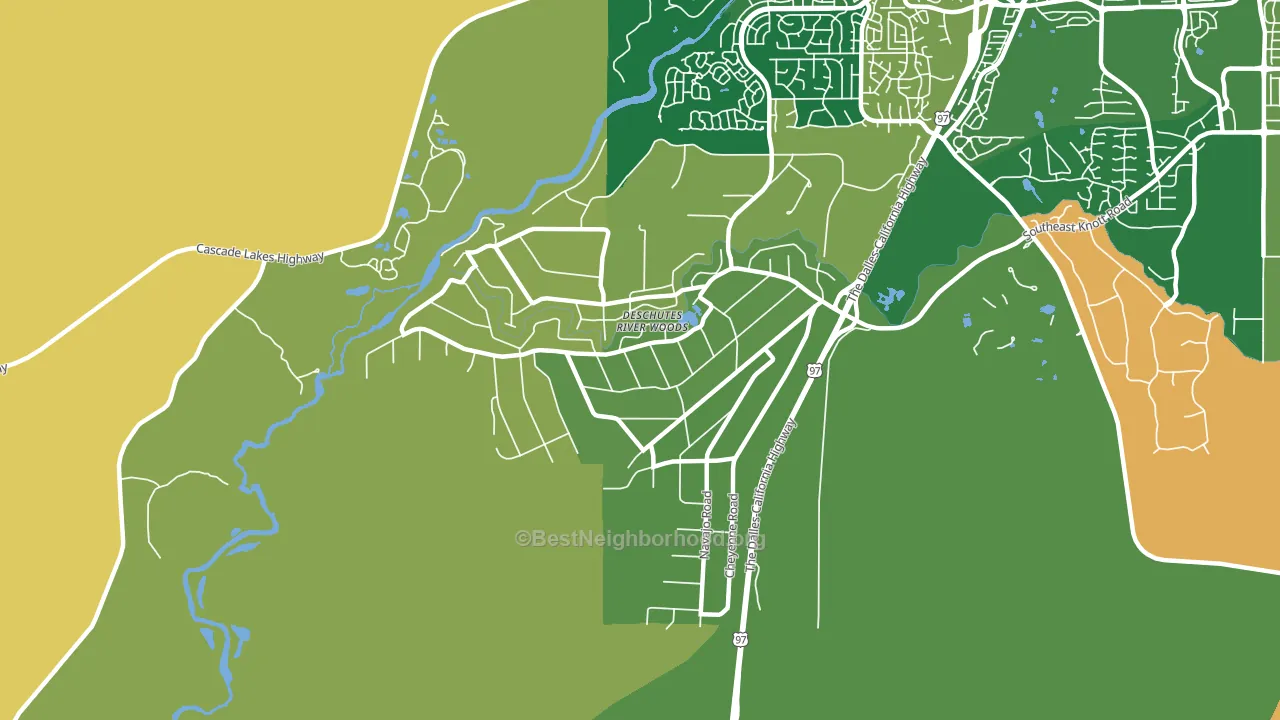 Deschutes River Woods, Bend, OR block-group voter-turnout map
