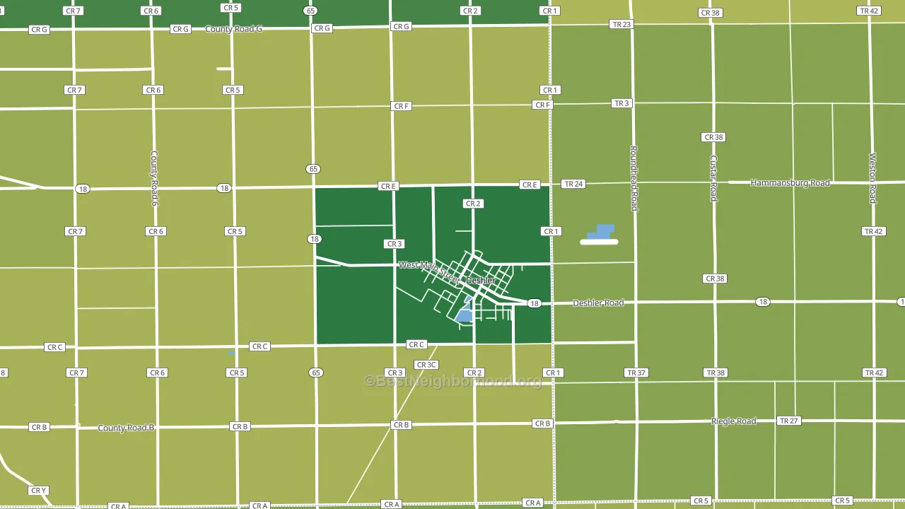 Deshler, OH block-group voter-turnout map
