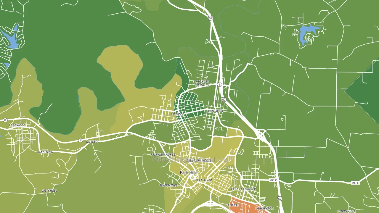 Desloge, MO block-group voter-turnout map