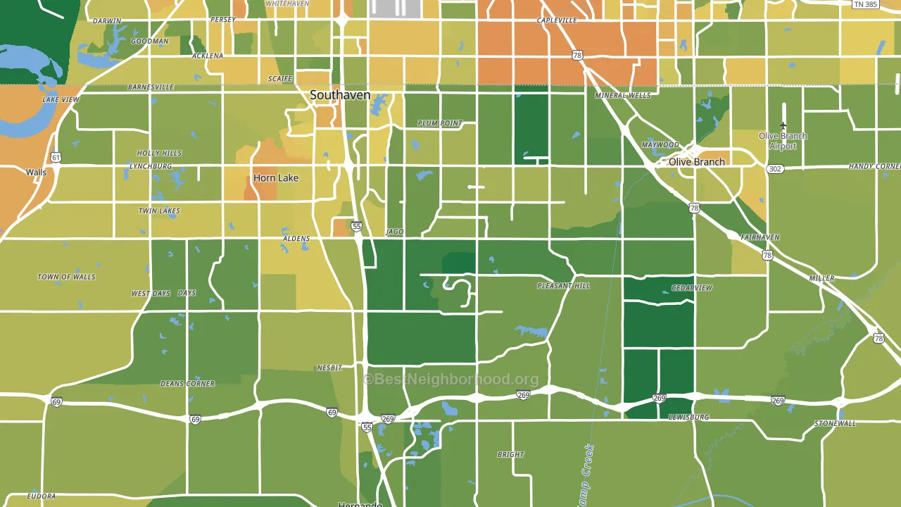 DeSoto County, MS block-group voter-turnout map