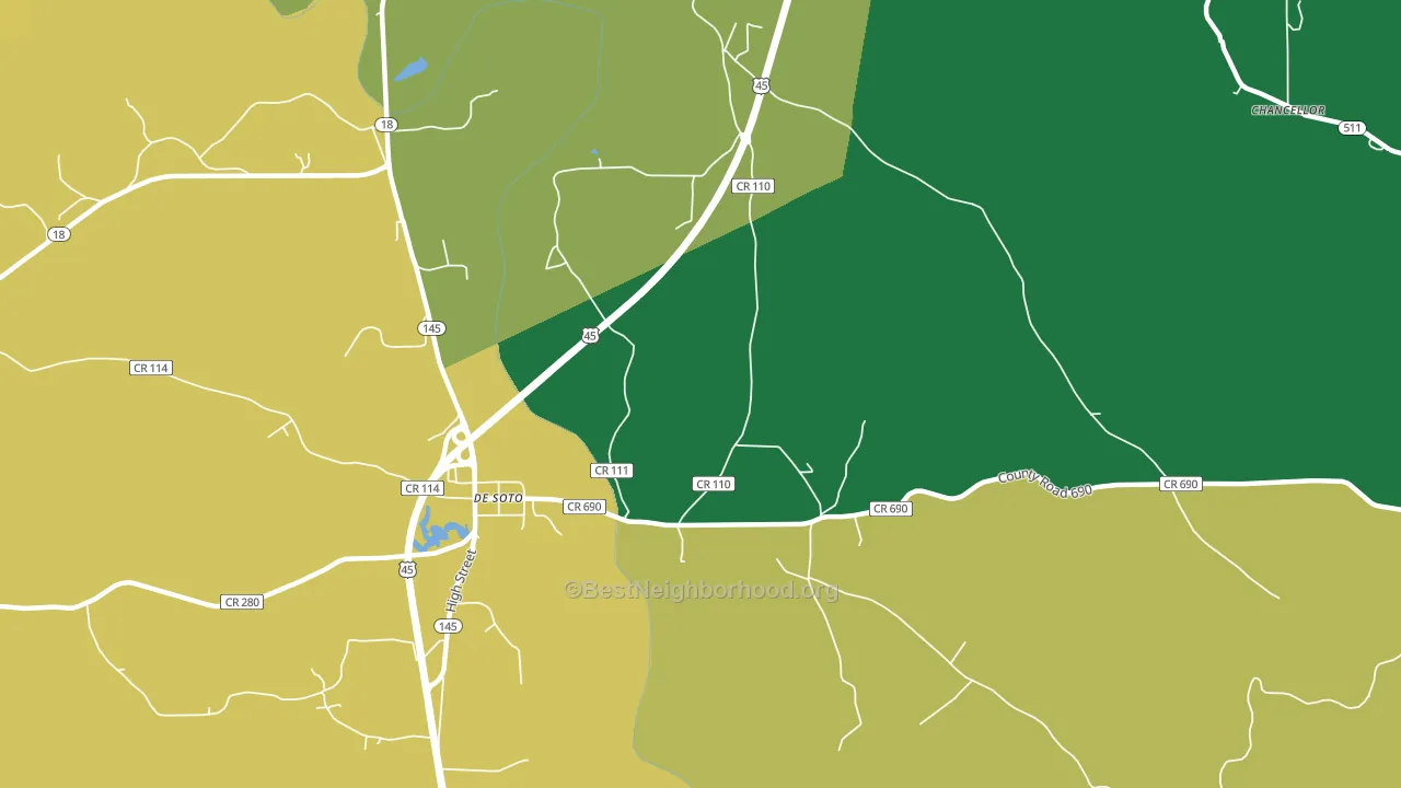 DeSoto, MS block-group voter-turnout map