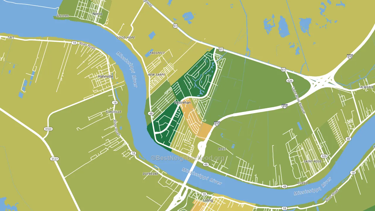Destrehan, LA block-group voter-turnout map