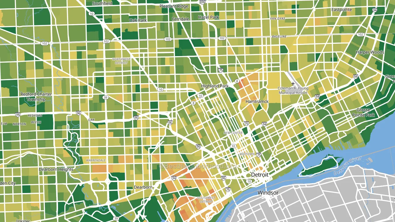 Detroit, MI block-group voter-turnout map