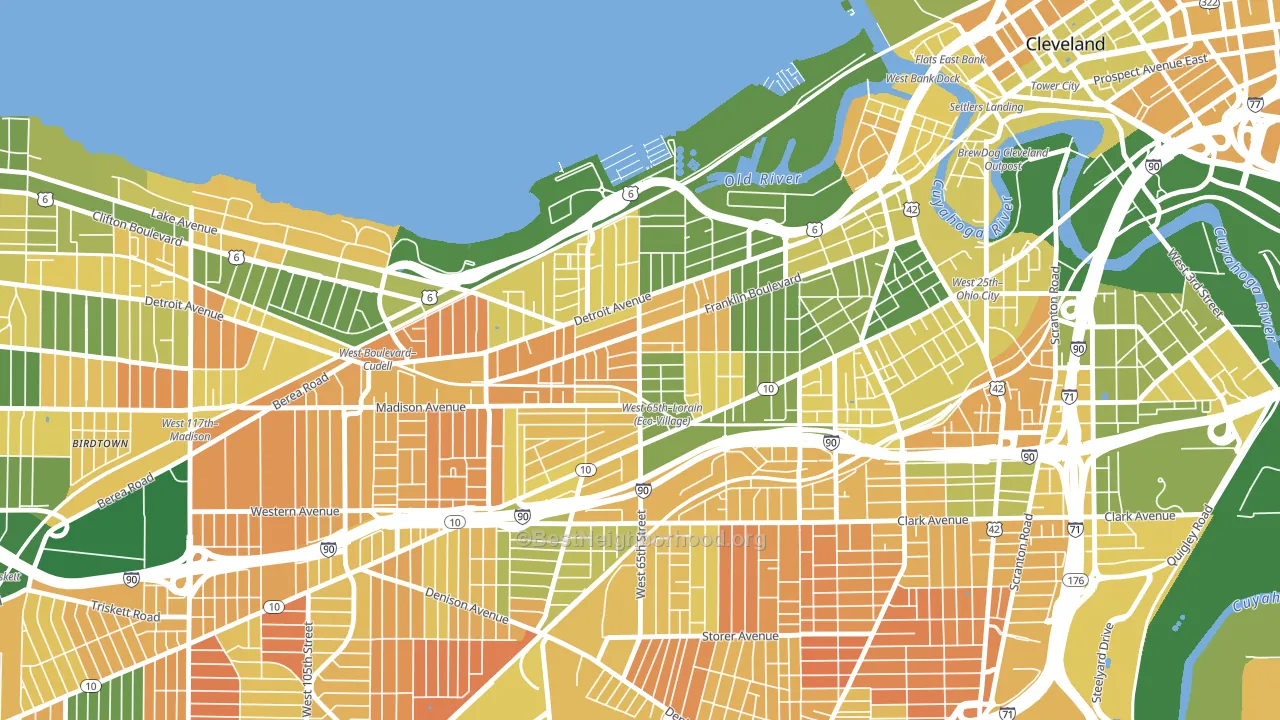 Detroit Shoreway, Cleveland, OH block-group voter-turnout map