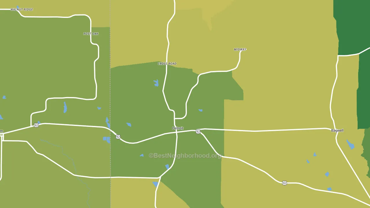 Detroit, TX block-group voter-turnout map