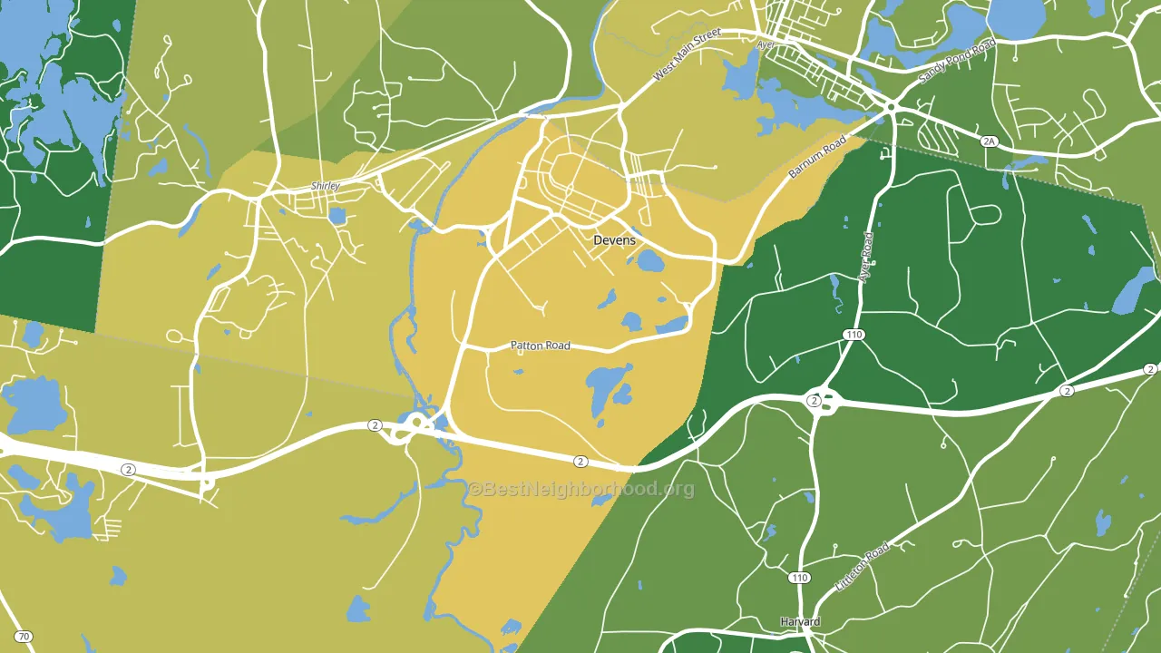 Devens, MA block-group voter-turnout map
