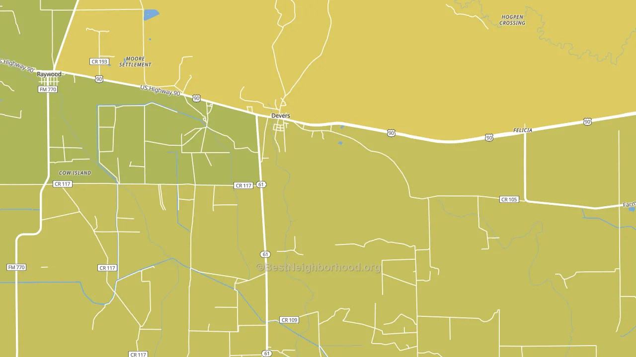 Devers, TX block-group voter-turnout map