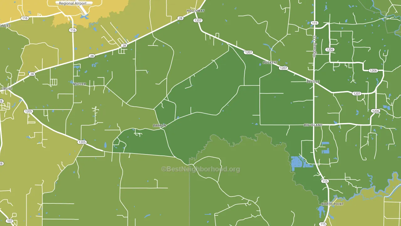 Deville, LA block-group voter-turnout map