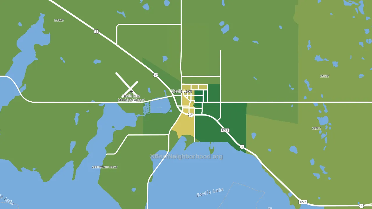 Devils Lake, ND block-group voter-turnout map