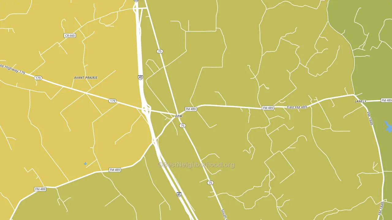 Dew, TX block-group voter-turnout map
