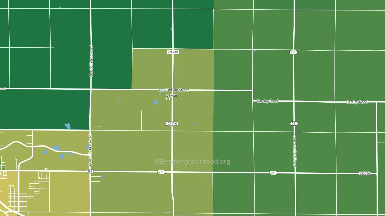 Dewar, IA block-group voter-turnout map
