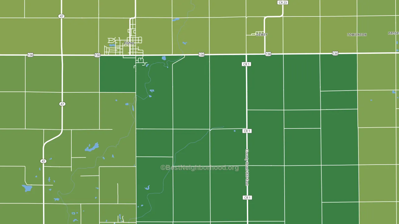 Dewey, IL block-group voter-turnout map