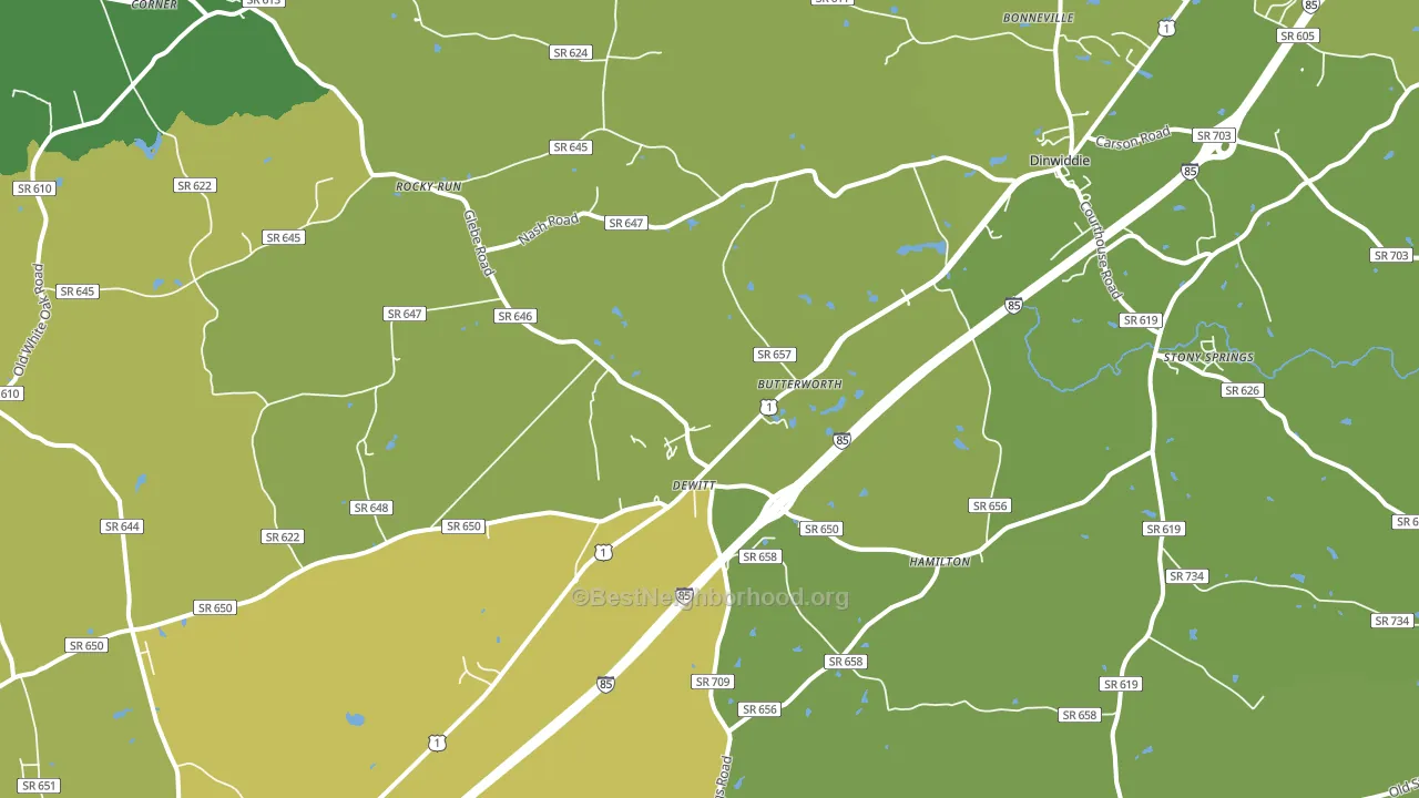 Dewitt, VA block-group voter-turnout map