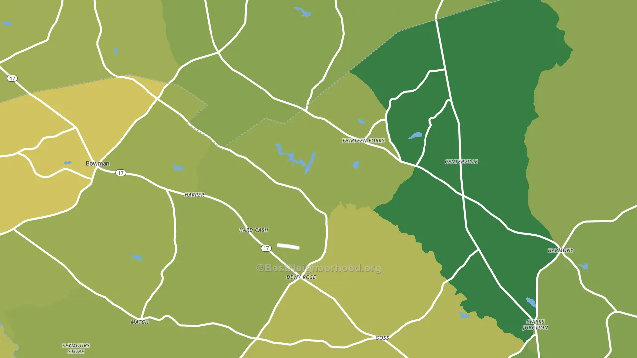 Dewy Rose, GA block-group voter-turnout map
