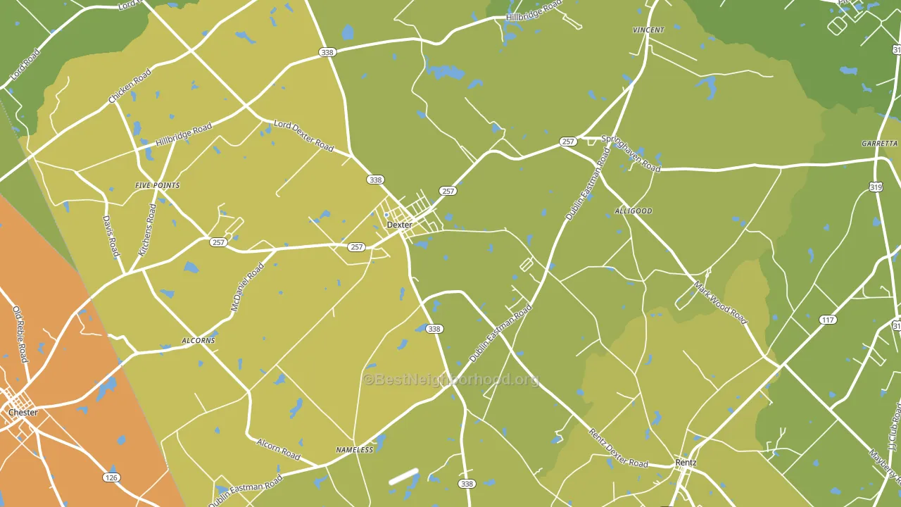 Dexter, GA block-group voter-turnout map