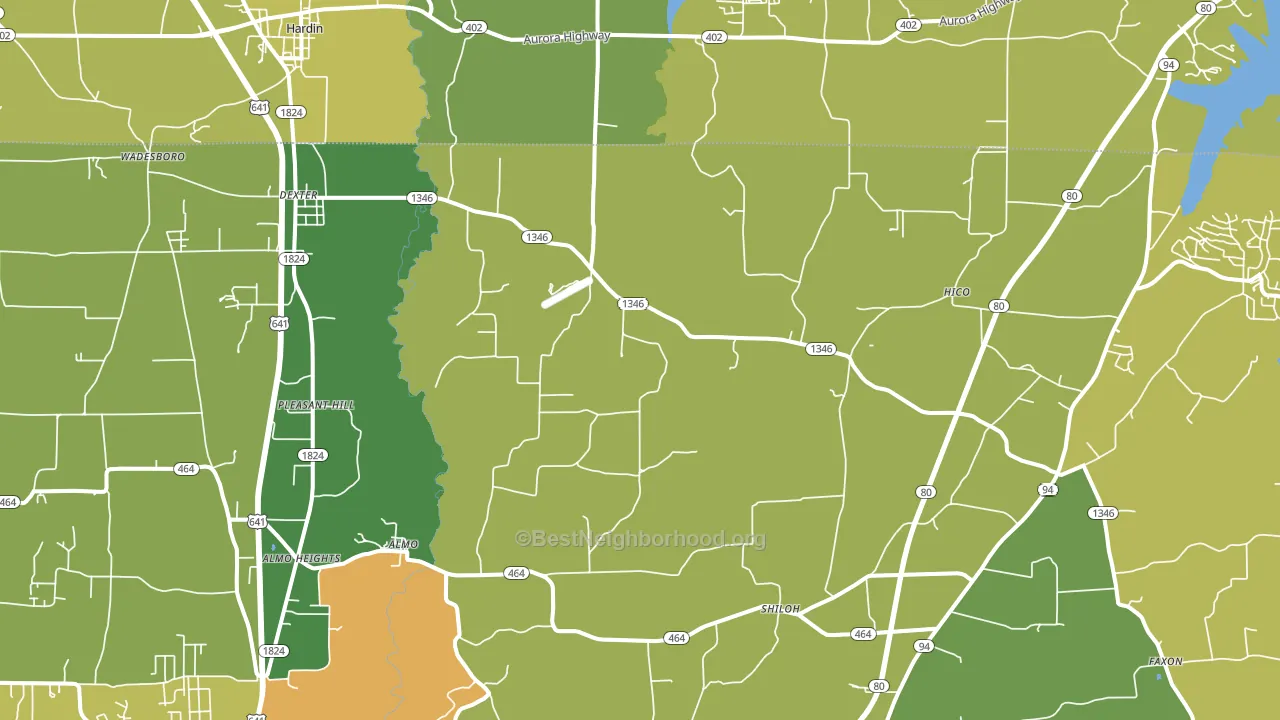 Dexter, KY block-group voter-turnout map