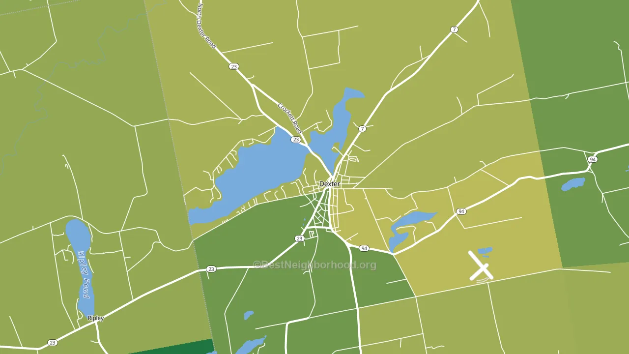 Dexter, ME block-group voter-turnout map