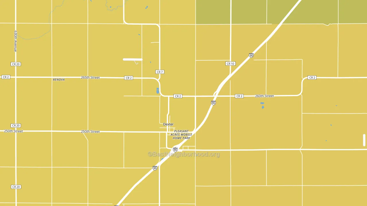 Dexter, MN block-group voter-turnout map