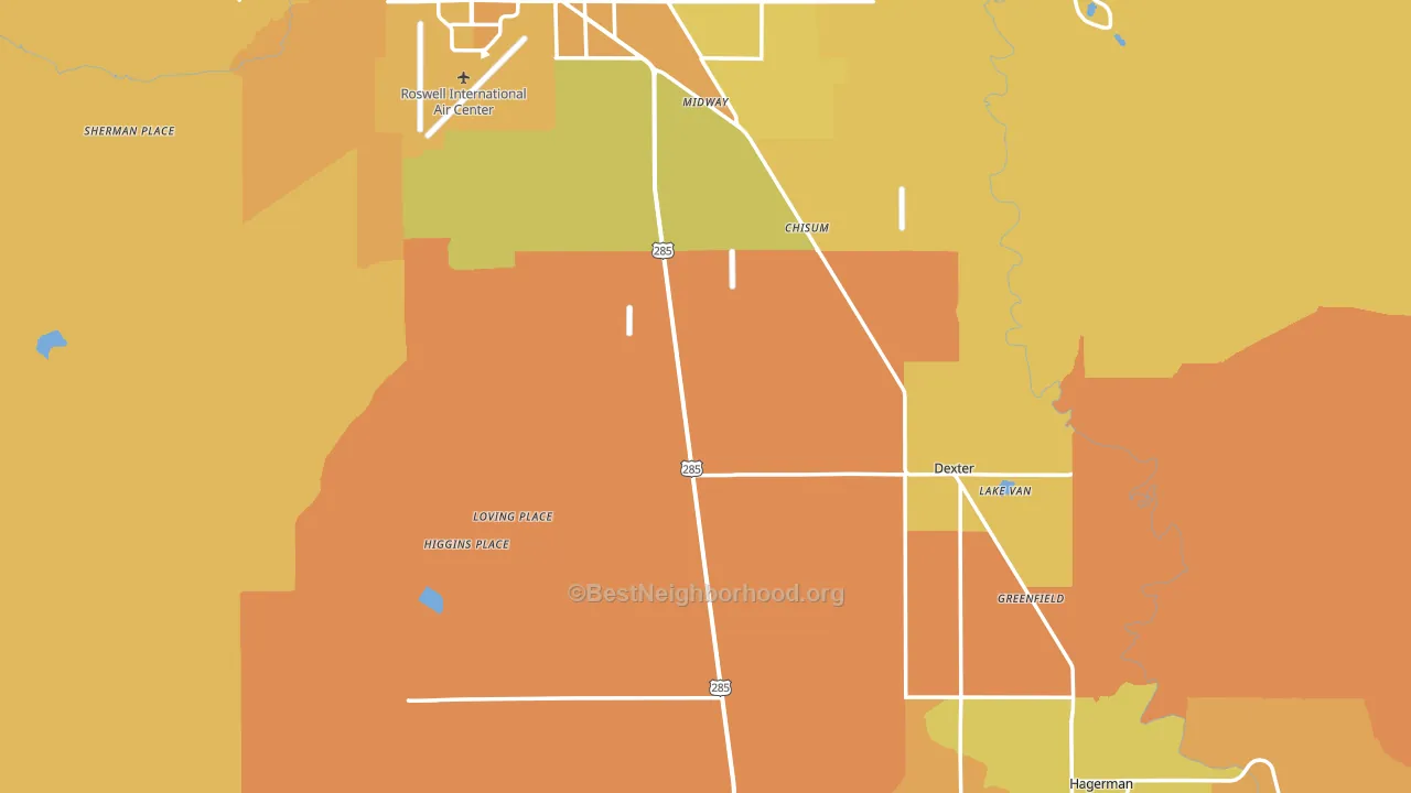 Dexter, NM block-group voter-turnout map