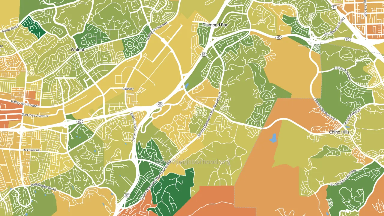 Diamond Bar, CA block-group voter-turnout map