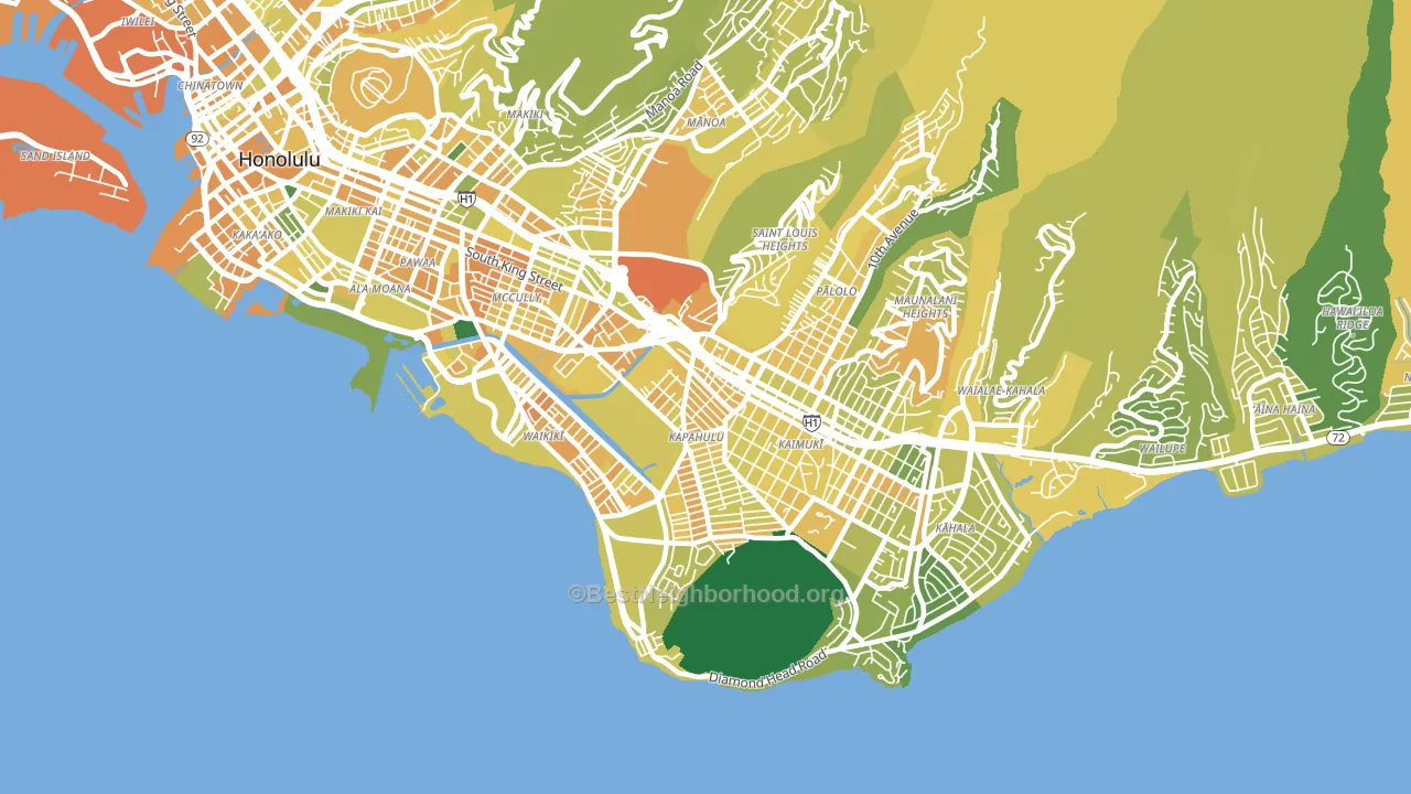 Diamond Head-Kapahulu-St Louis, Honolulu, HI block-group voter-turnout map