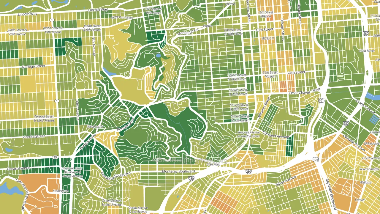 Diamond Heights, San Francisco, CA block-group voter-turnout map
