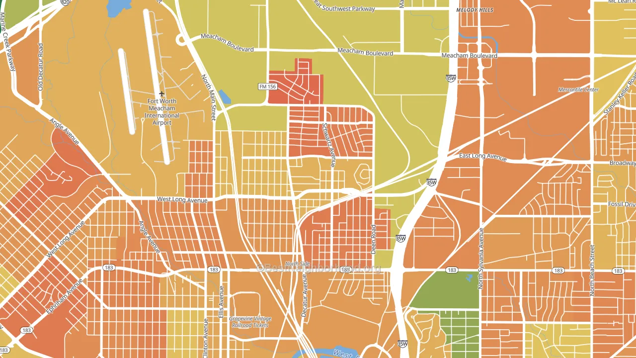 Diamond Hill-Jarvis, Fort Worth, TX block-group voter-turnout map